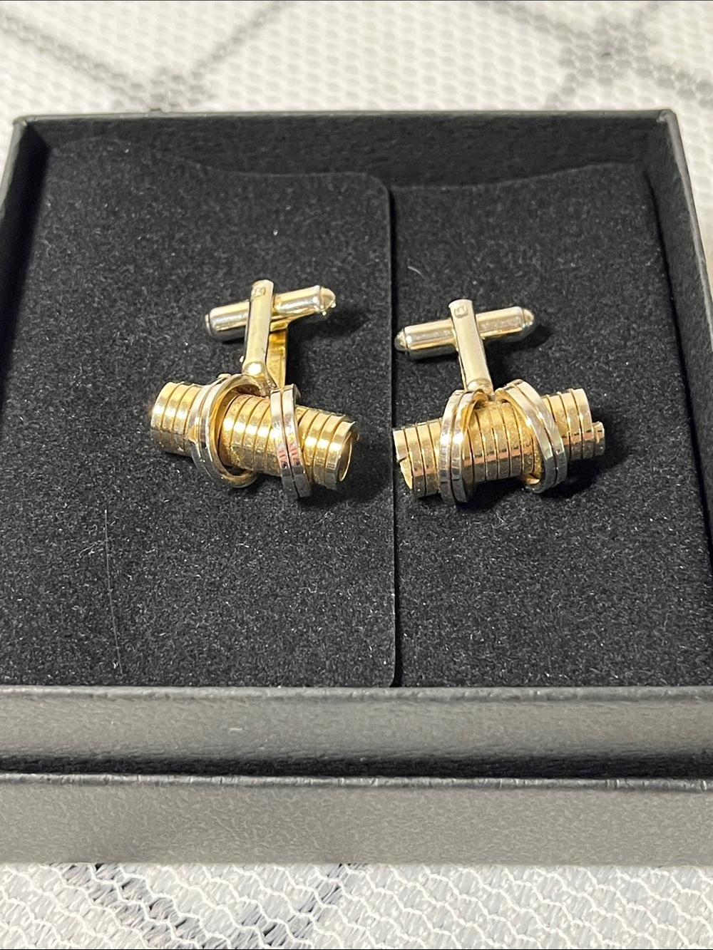 Vintage Gold-Tone Men's Rotating Bar Cufflinks